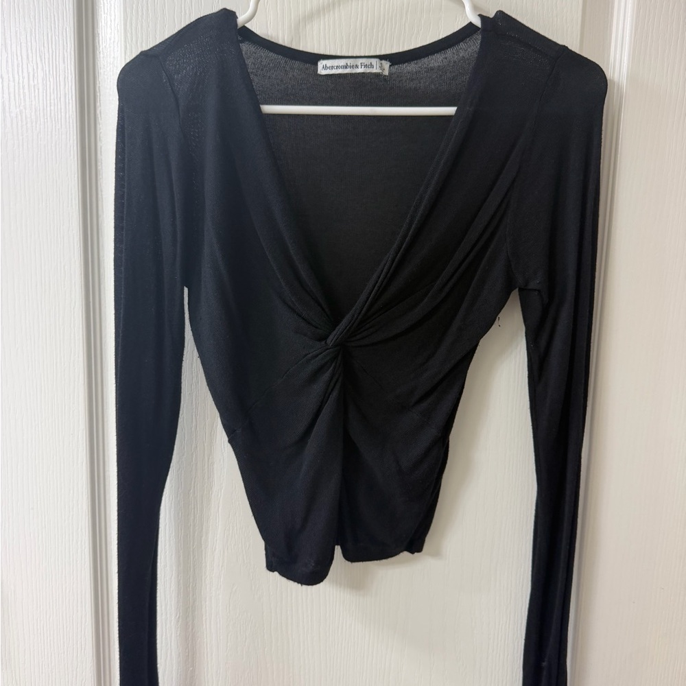 Abercrombie & Fitch Black Twist-Knot Long Sleeve Top